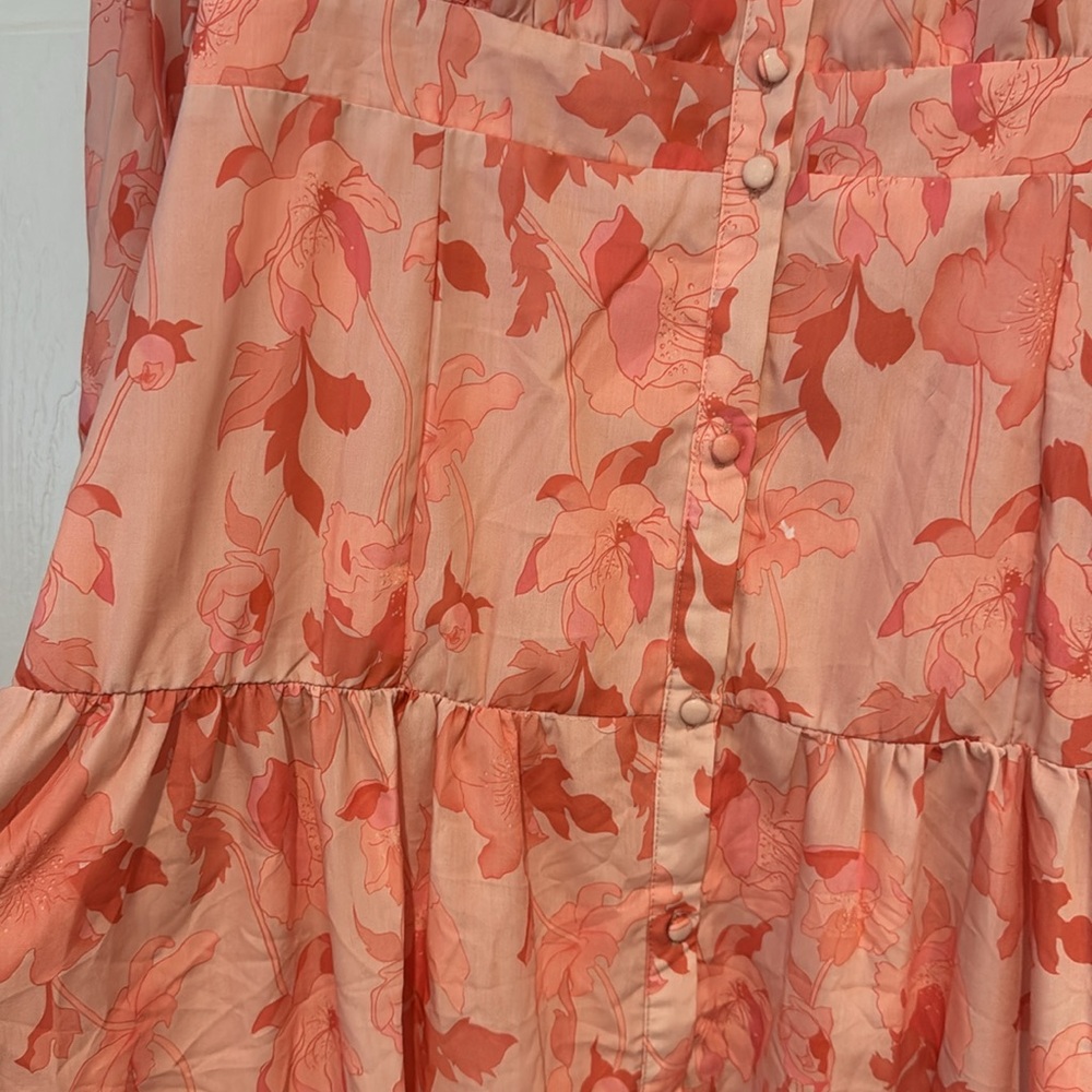 Petal & Pup Pink Floral Tiered Midi Dress - Picture 9 of 12